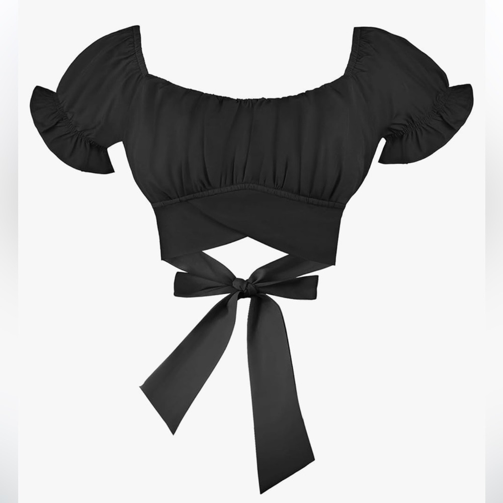 Ruffle Short Sleeve Tie Back Crop Top